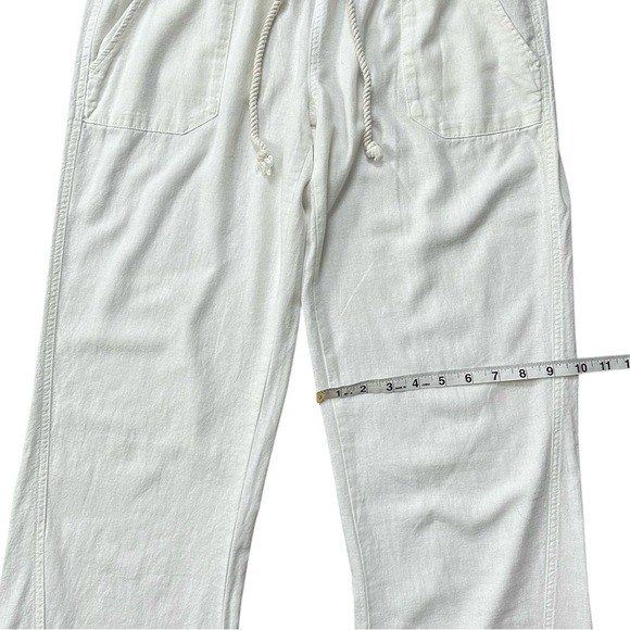 ROXY Oceanside Linen Blend Mid-Rise Flared 32” Inseam Pant White Size Large - Picture 11 of 14